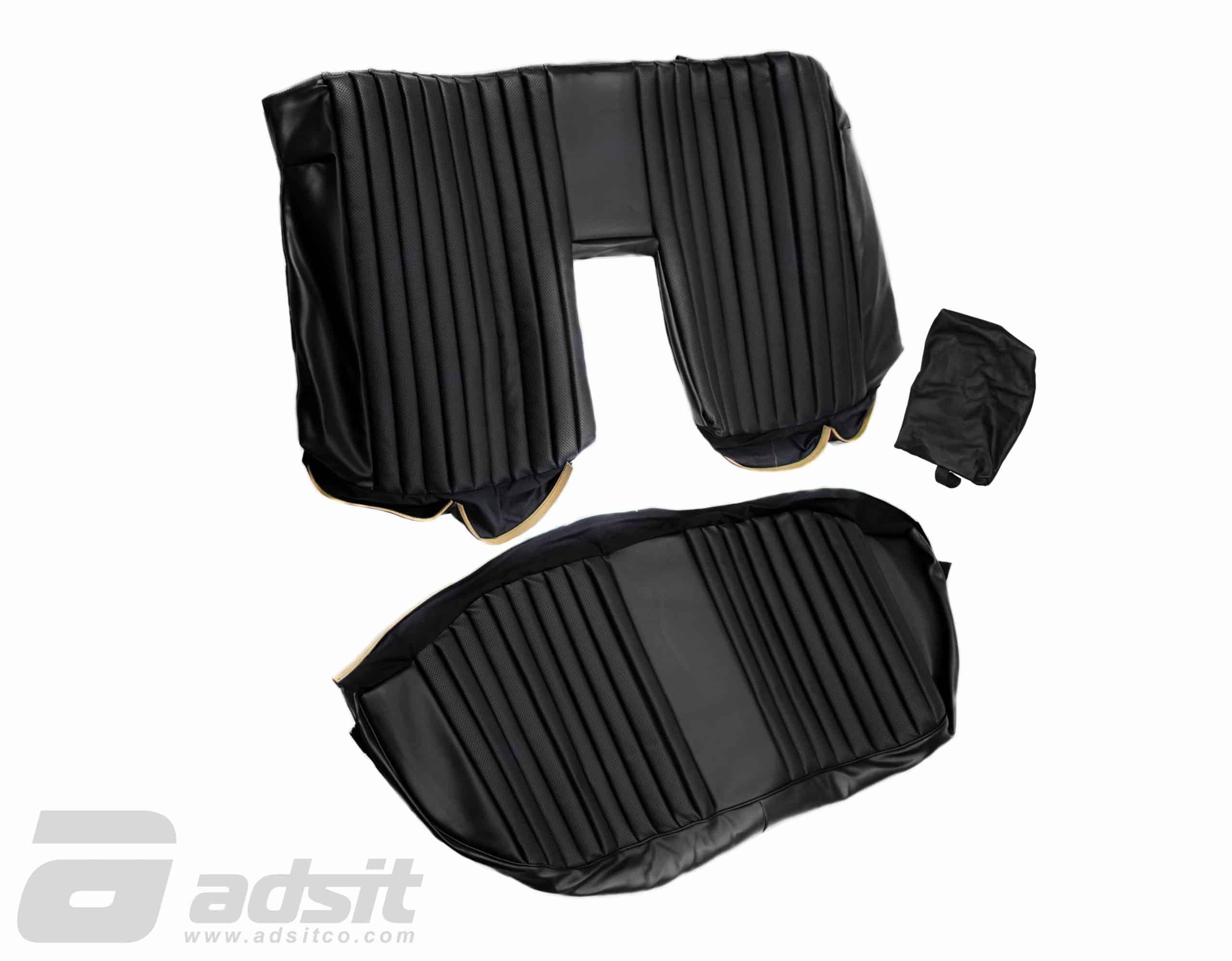 Black Leather Rear Seat Cover Set